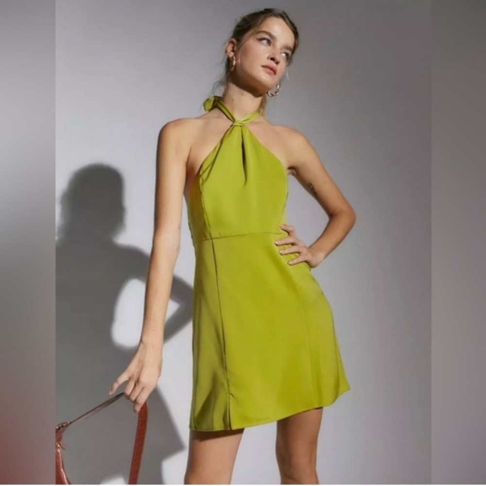 NWT Urban outfitters Jillian satin halter mini dress size large